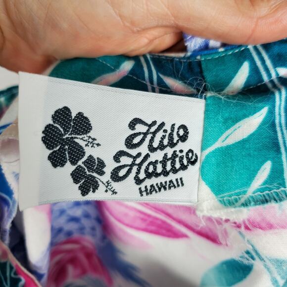 Vintage 70s Hilo Hattie Shift Sun Dress Size M Ruffle Sleeveless Pockets Cotton - Picture 10 of 13